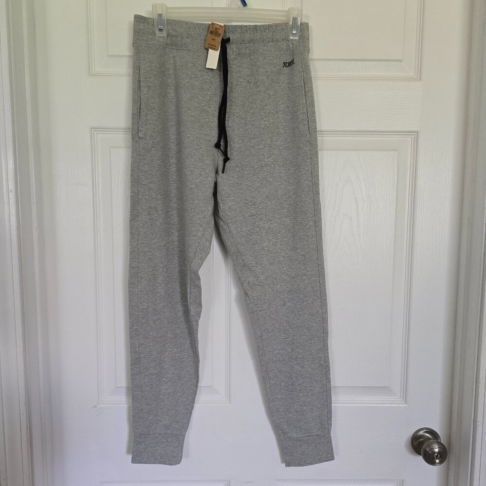 NWT VS PINK M Full Length High Waist grey campus jogger
